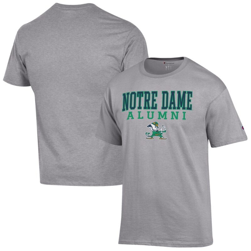 Notre Dame Fighting Irish Champion Alumni Logo Stack T-Shirt - Gray