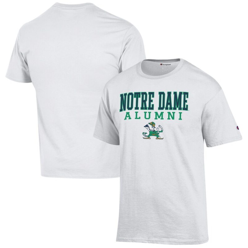 Notre Dame Fighting Irish Champion Alumni Logo Stack T-Shirt - White