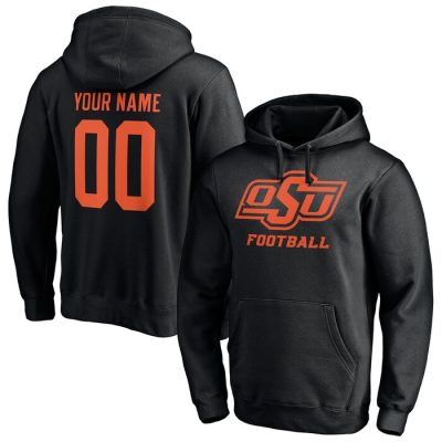 Oklahoma State Cowboys Personalized Any Name & Number One Color Pullover Hoodie - Black