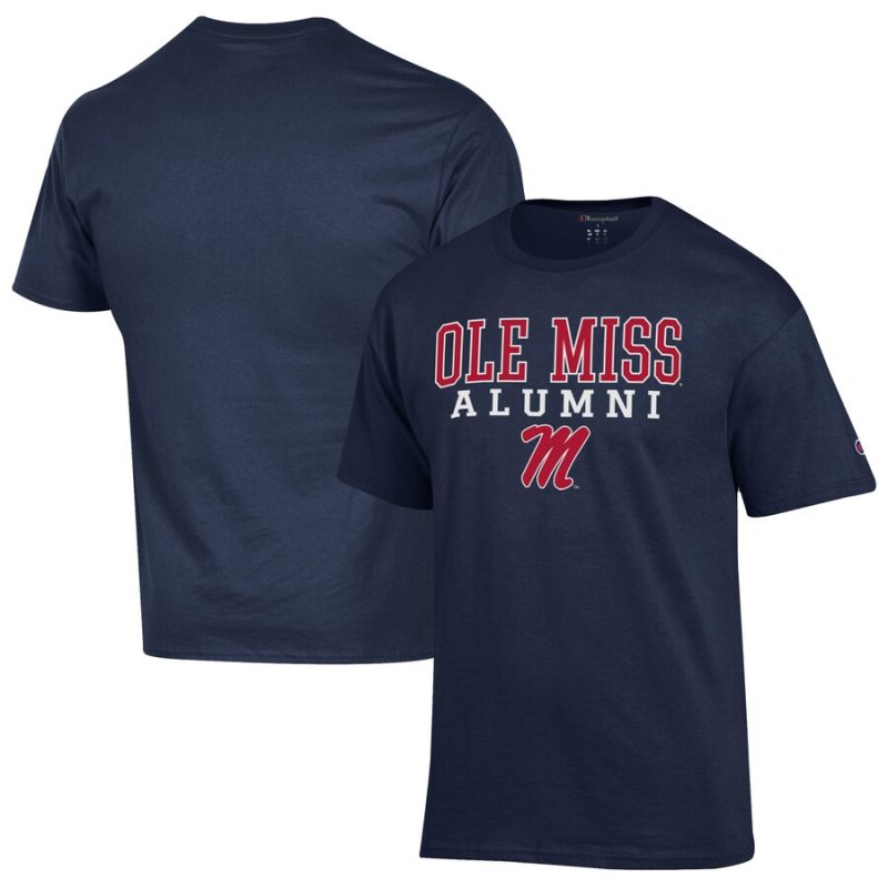 Ole Miss Rebels Champion Alumni Logo Stack T-Shirt - Navy