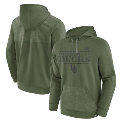 Oregon Ducks OHT Military Appreciation Stencil Pullover Hoodie - Olive