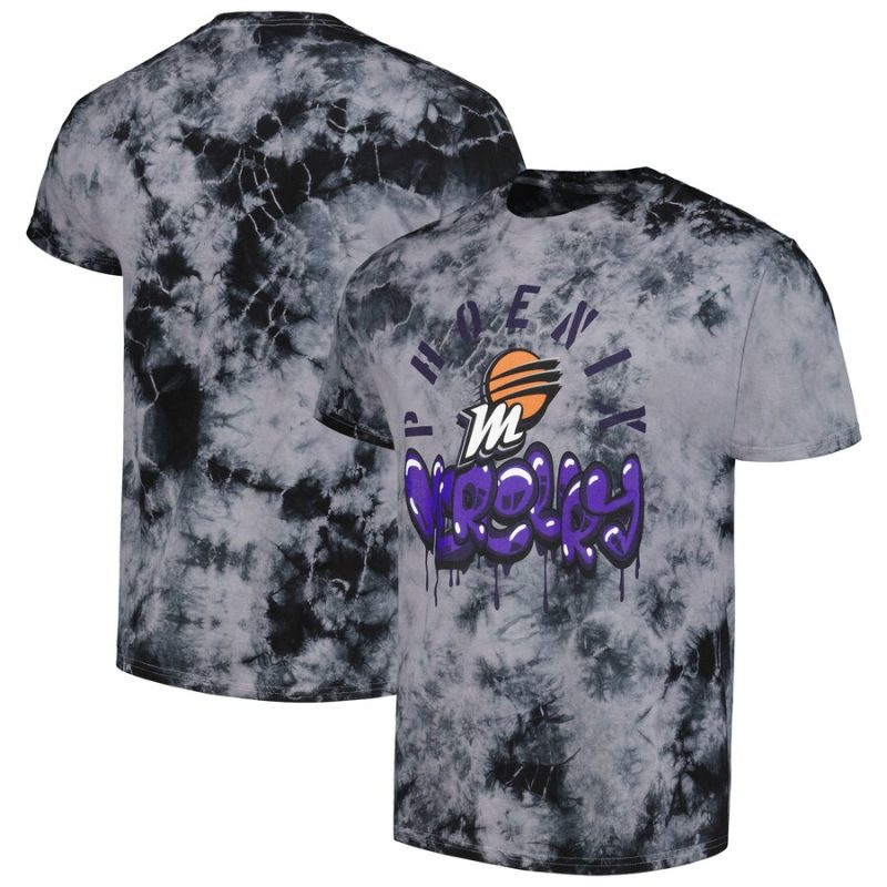 Phoenix Mercury Stadium Essentials Unisex Street Art Dark Crystal Washed Tie-Dye T-Shirt - Charcoal