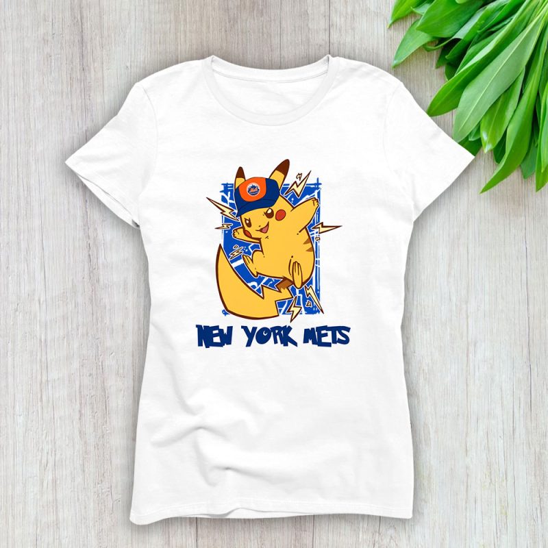 Pikachu X New York Mets Team X MLB X Baseball Fans Lady T-Shirt Women Tee For Fans TLT3353