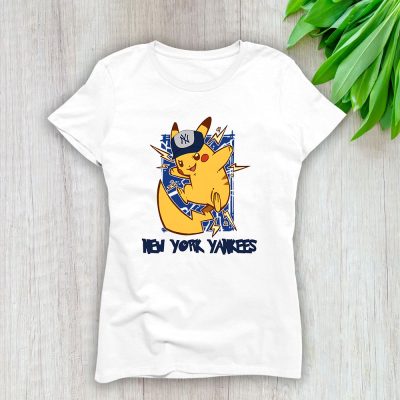 Pikachu X New York Yankees Team X MLB X Baseball Fans Lady T-Shirt Women Tee For Fans TLT3354