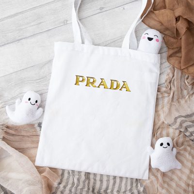 Prada Gold Logo Luxury Cotton Canvas Tote Bag TTB1796