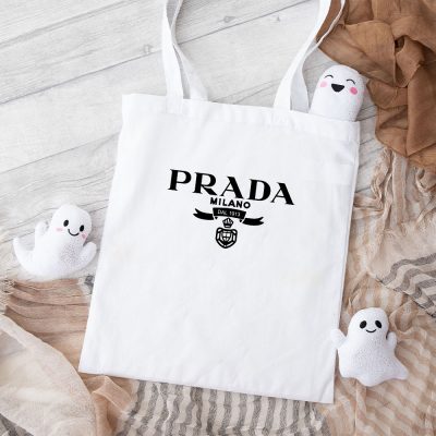 Prada Logo Luxury Black Cotton Canvas Tote Bag TTB1785