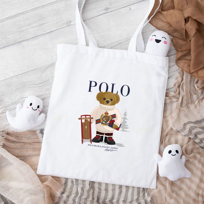 Ralph Lauren Polo Bear Teddy Cotton Canvas Tote Bag TTB1835