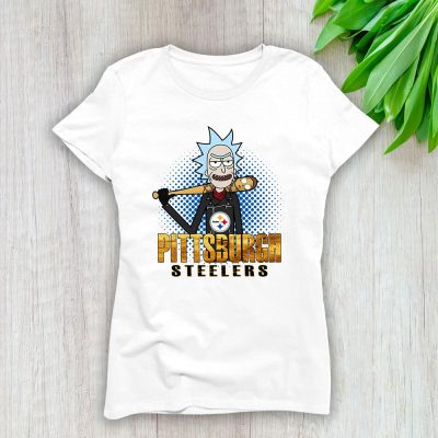 Rick X Rick And Morty X Pittsburgh Steelers Team X NFL X American Football Lady T-Shirt Women Tee For Fans TLT3510