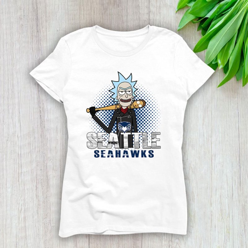 Rick X Rick And Morty X Seattle Seahawks Team X NFL X American Football Lady T-Shirt Women Tee For Fans TLT3511