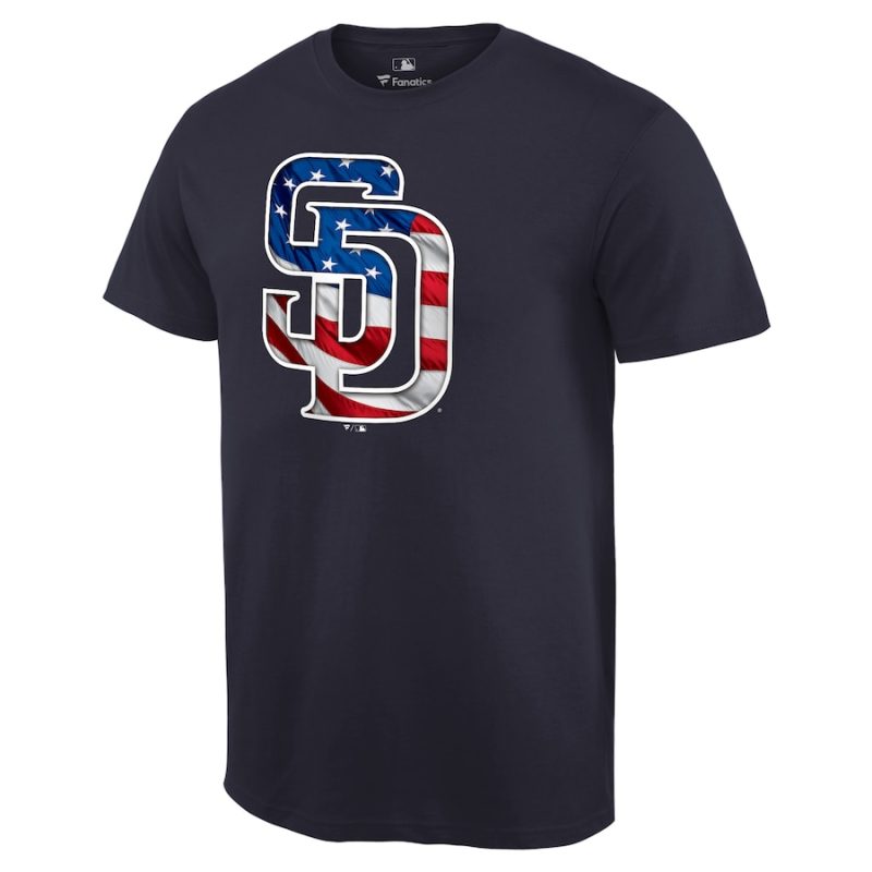 San Diego Padres Memorial Day Banner Wave Logo T-Shirt - Navy