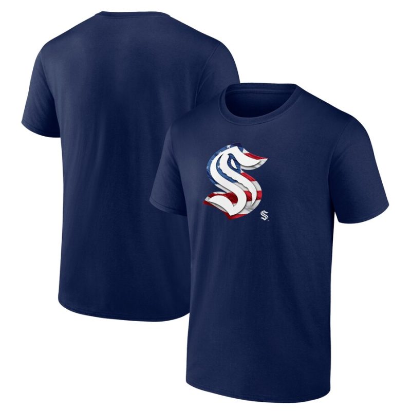 Seattle Kraken Banner Wave T-Shirt - Deep Sea Blue