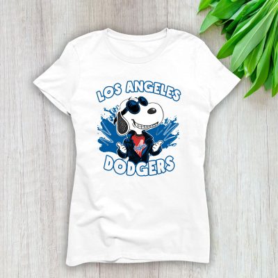 Snoopy X Los Angeles Dodgers Team X MLB X Baseball Fans Lady T-Shirt Women Tee For Fans TLT3540