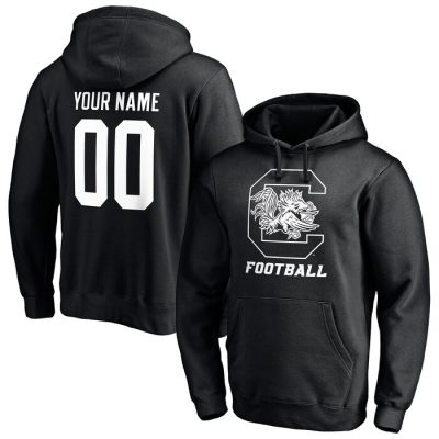 South Carolina Gamecocks Personalized Any Name & Number One Color Pullover Hoodie - Black
