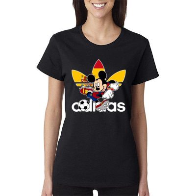 Spain Football Mickey Mouse Adidas Women Lady T-Shirt