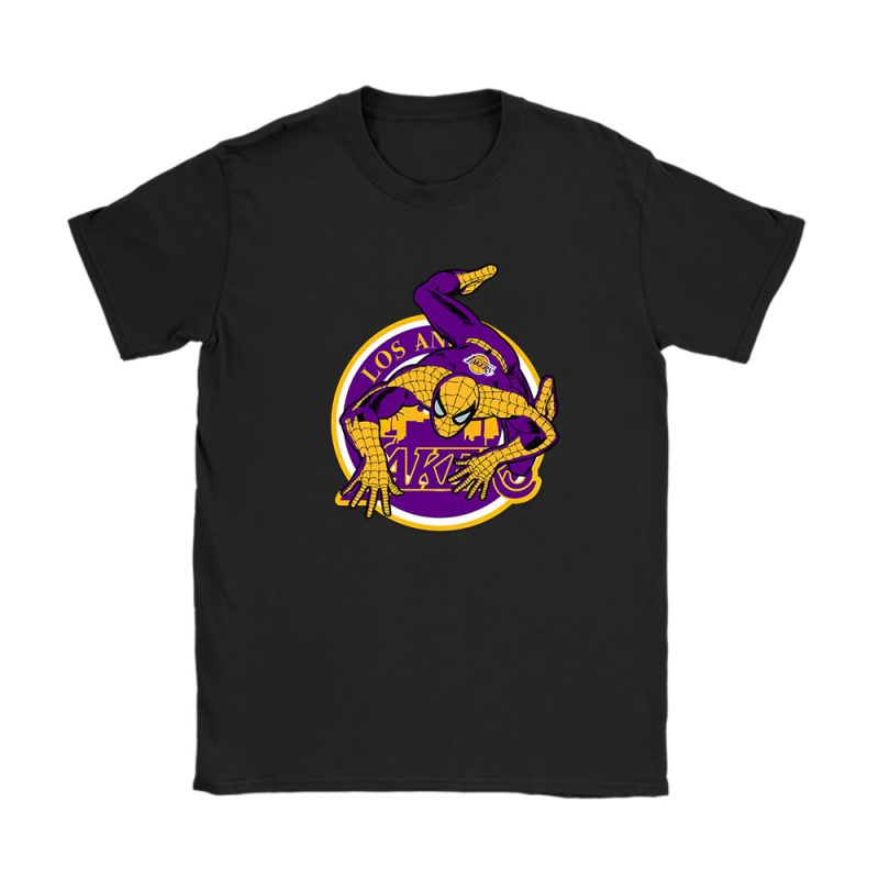 Spiderman NBA Los Angeles Lakers Unisex T-Shirt Cotton Tee TAT3577