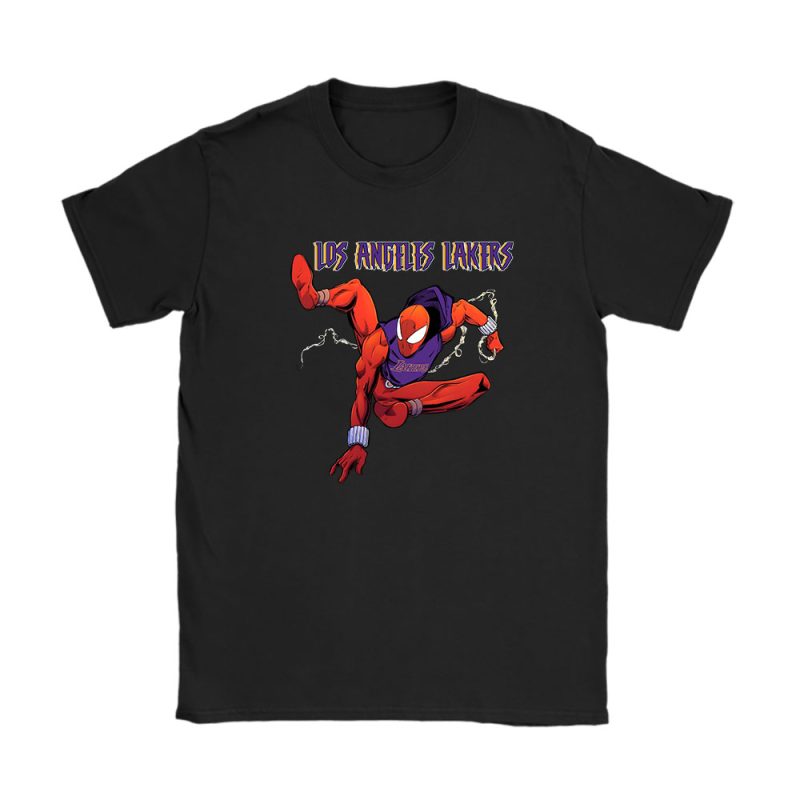 Spiderman NBA Los Angeles Lakers Unisex T-Shirt Cotton Tee TAT3579