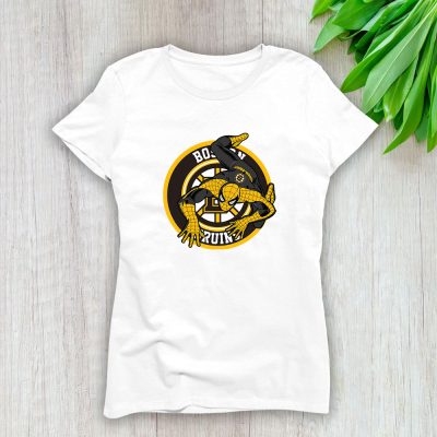 Spiderman NHL Boston Bruins Lady T-Shirt Women Tee For Fans TLT1372