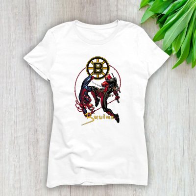 Spiderman NHL Boston Bruins Lady T-Shirt Women Tee For Fans TLT1378