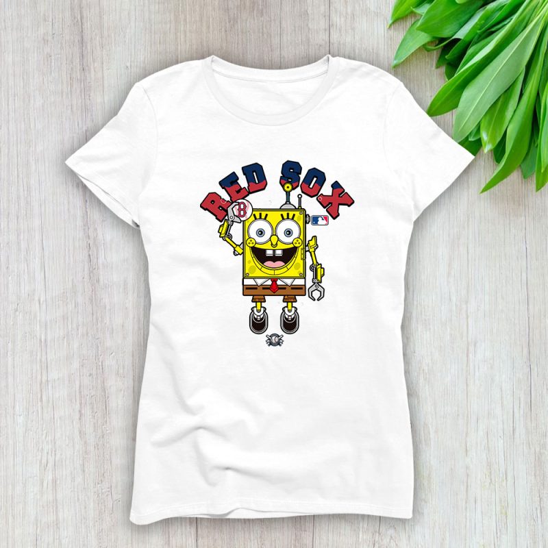 Spongebob Squarepants X Boston Red Sox Team X MLB X Baseball Fans Lady T-Shirt Women Tee For Fans TLT3647