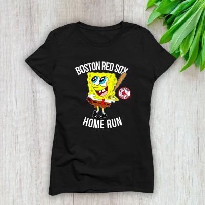 Spongebob Squarepants X Boston Red Sox Team X MLB X Baseball Fans Lady T-Shirt Women Tee For Fans TLT3648