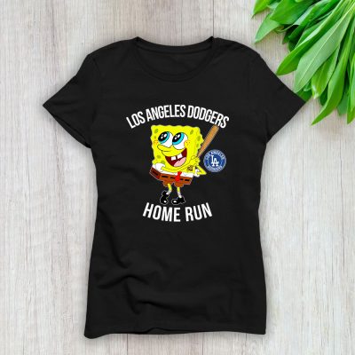 Spongebob Squarepants X Los Angeles Dodgers Team X MLB X Baseball Fans Lady T-Shirt Women Tee For Fans TLT3634