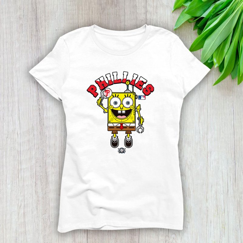 Spongebob Squarepants X Philadelphia Phillies Team X MLB X Baseball Fans Lady T-Shirt Women Tee For Fans TLT3639