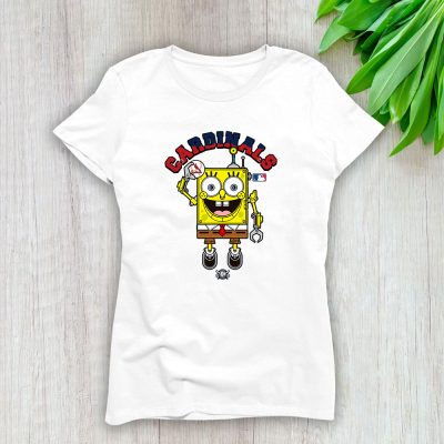 Spongebob Squarepants X St Louis Cardinals Team X MLB X Baseball Fans Lady T-Shirt Women Tee For Fans TLT3643