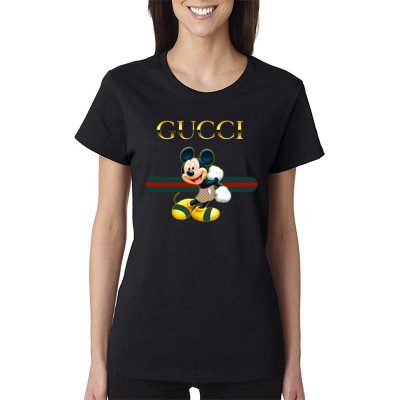 Stripe Mickey Mouse Gucci Women Lady T-Shirt