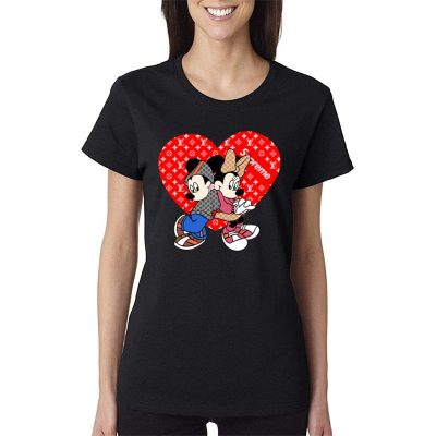 Supreme Louis Vuitton Mickey And Minnie Women Lady T-Shirt