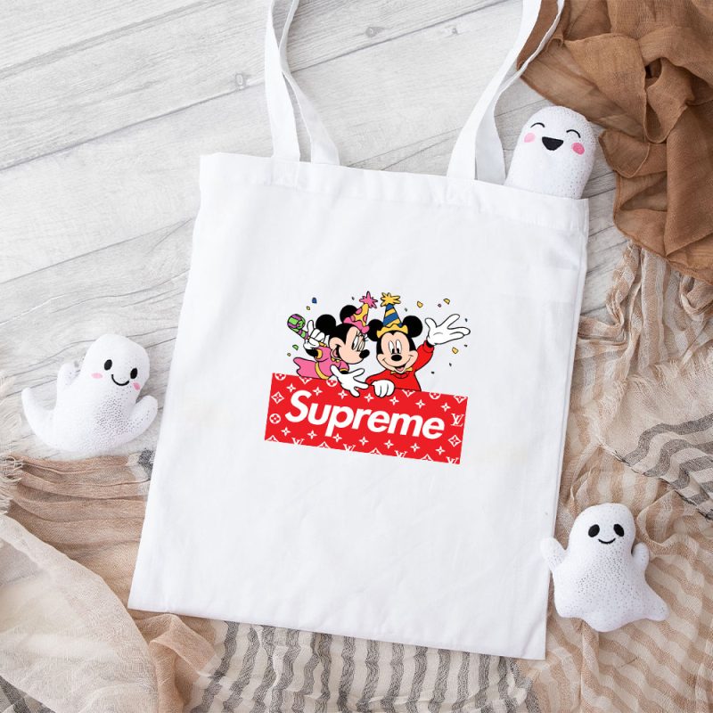 Supreme Mickey Mouse And Minnie Mouse Birthday Cotton Canvas Tote Bag TTB1877