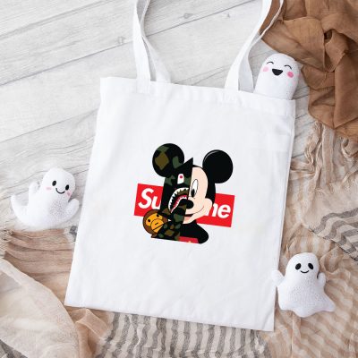 Supreme X Bape Mickey Mouse Cotton Canvas Tote Bag TTB1860