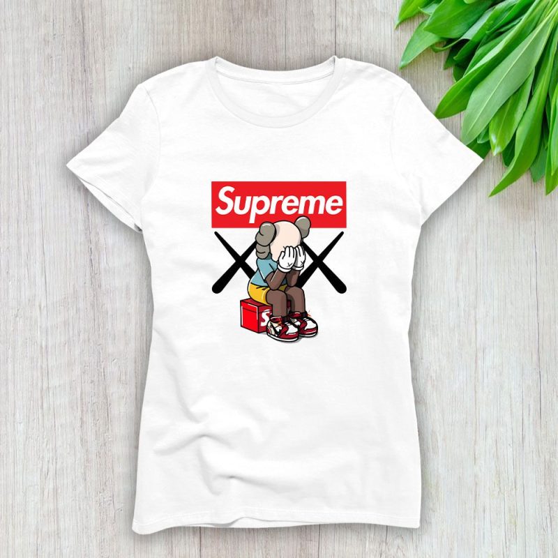 Supreme X Kaws Bearbrick Lady T-Shirt Luxury Tee For Women LDS1873