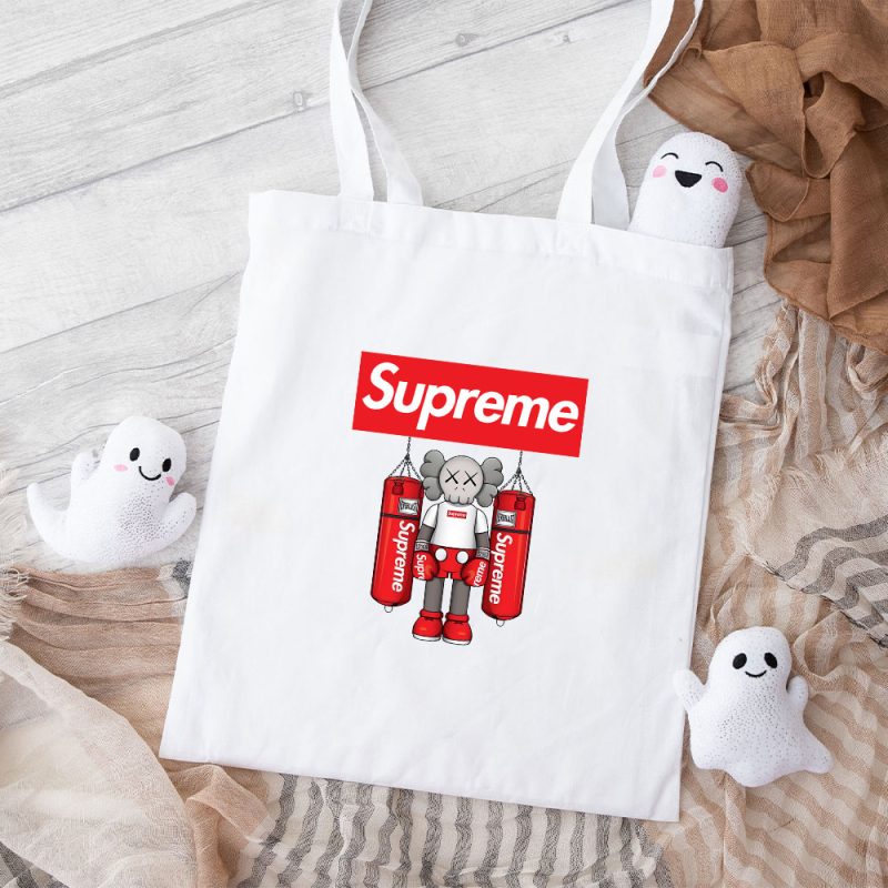 Supreme X Kaws Bearbrick Pratice Boxing Cotton Canvas Tote Bag TTB1867