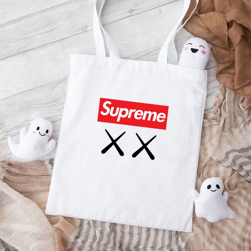 Supreme X Kaws Logo Cotton Canvas Tote Bag TTB1864