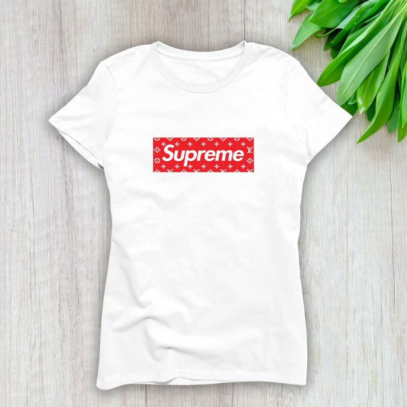 Supreme X Louis Vuitton Luxury Logo Lady T-Shirt Luxury Tee For Women LDS1853