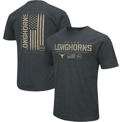 Texas Longhorns Colosseum OHT Military Appreciation Flag 2.0 T-Shirt - Heathered Black