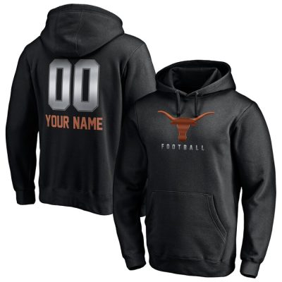 Texas Longhorns Personalized Any Name & Number Midnight Mascot Pullover Hoodie - Black