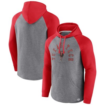 Texas Tech Red Raiders Wrap Up Raglan Pullover Hoodie - Red/Heather Gray