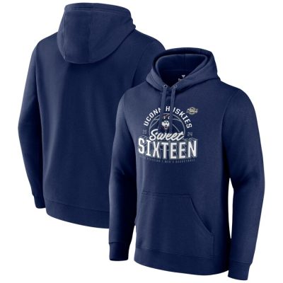 UConn Huskies 2024 NCAA Basketball Tournament March Madness Sweet Sixteen Defensive Stance Pullover Hoodie- Navy