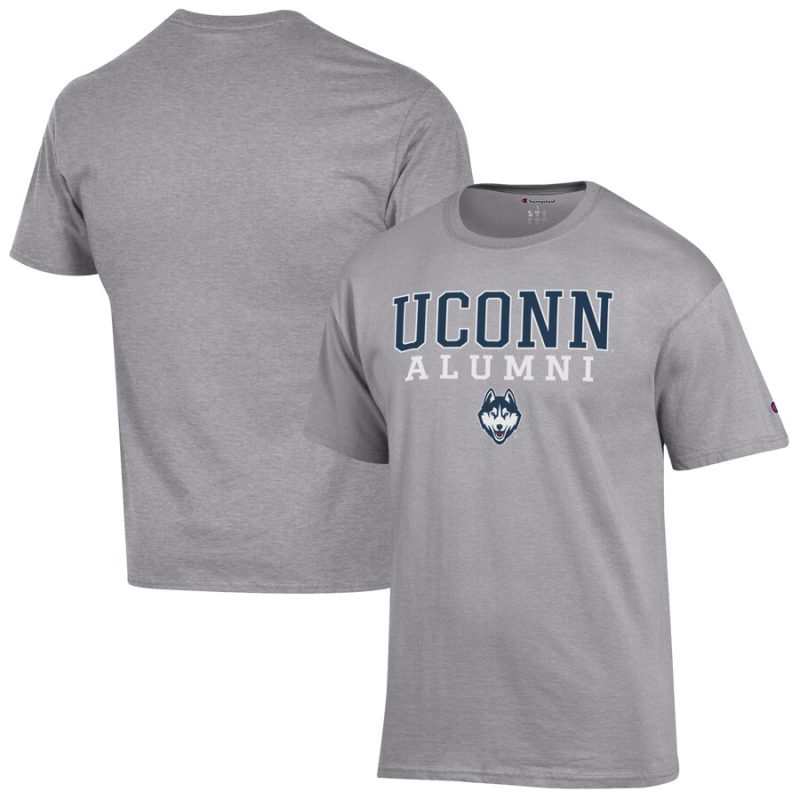 UConn Huskies Champion Alumni Logo Stack T-Shirt - Gray