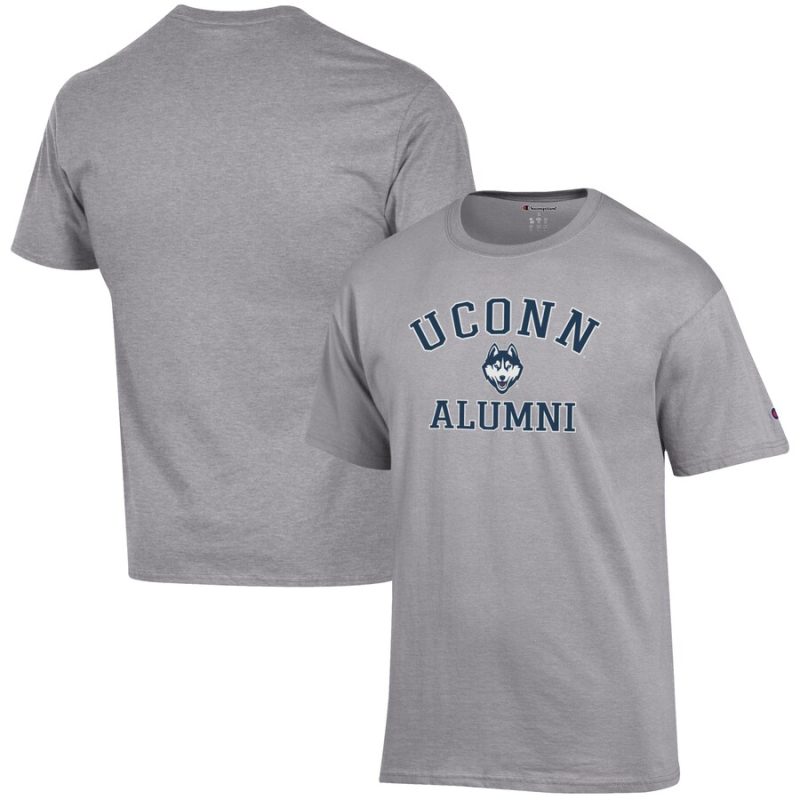 UConn Huskies Champion Alumni Logo T-Shirt - Gray