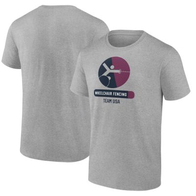 US Paralympic Wheelchair Fencing Radiating Victory T-Shirt - Heather Gray