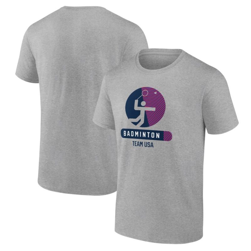 USA Badminton Radiating Victory T-Shirt - Heather Gray