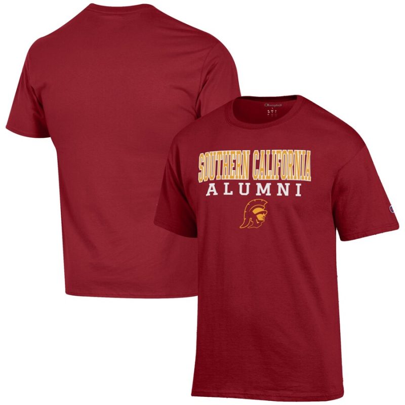 USC Trojans Champion Alumni Logo Stack T-Shirt - Cardinal