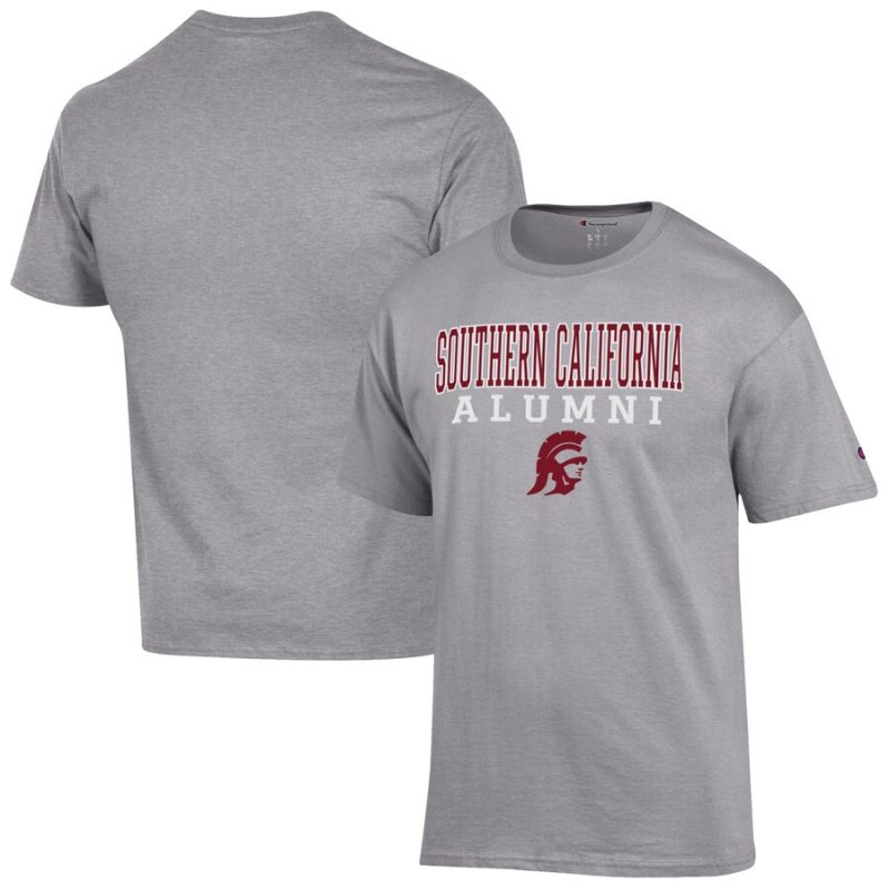 USC Trojans Champion Alumni Logo Stack T-Shirt - Gray