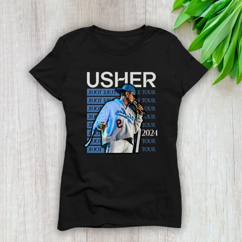 Usher Past Present Future 2024 Tour Lady T-Shirt Women Tee For Fans TLT2407