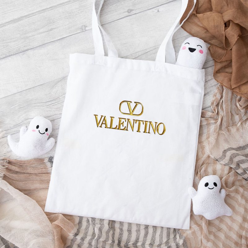 Valentino Gold Logo Luxury Cotton Canvas Tote Bag TTB1903