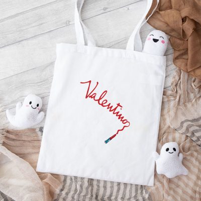 Valentino Letter Lipstick Cotton Canvas Tote Bag TTB1900