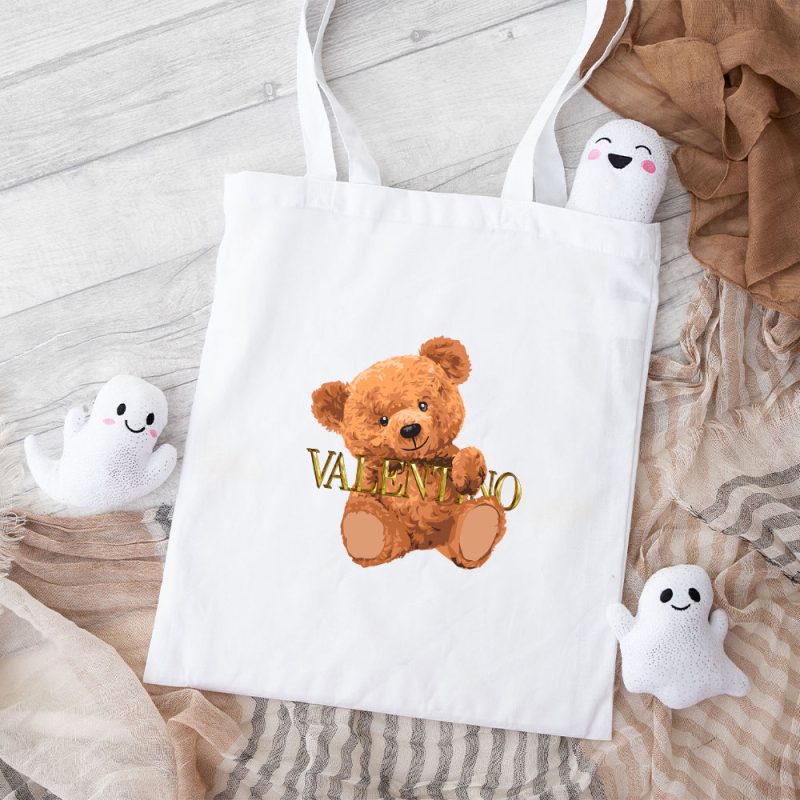 Valentino Teddy Bear Gold Luxury Cotton Canvas Tote Bag TTB1905