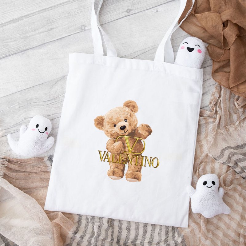 Valentino Teddy Bear Gold Luxury Cotton Canvas Tote Bag TTB1906